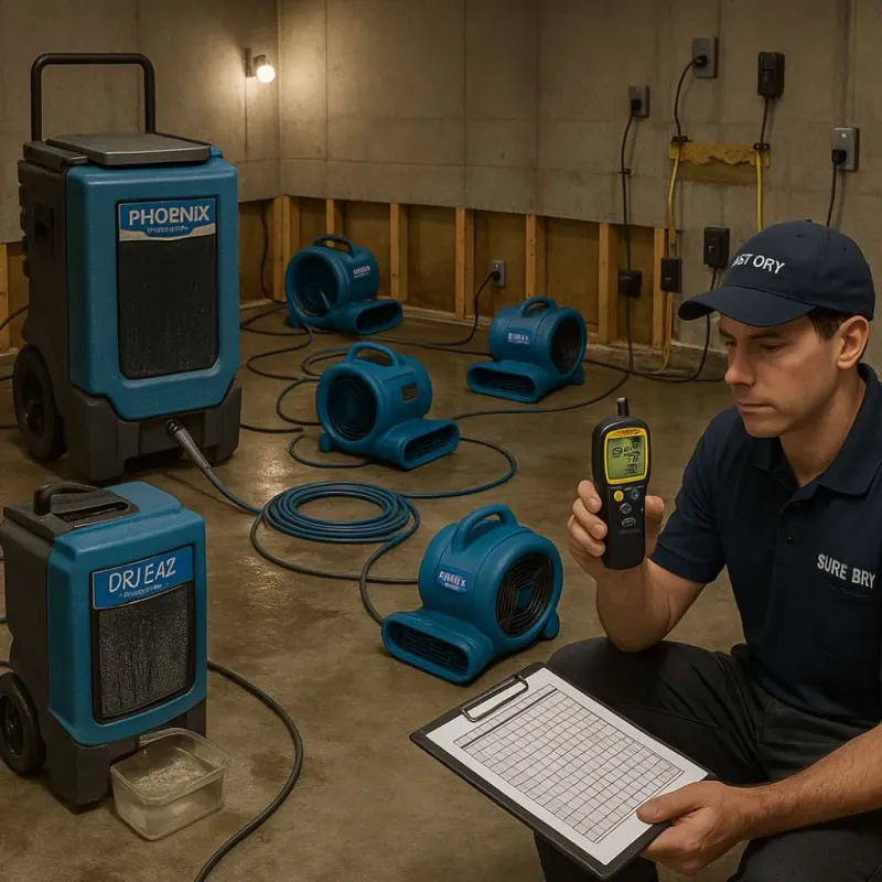 Structural Drying and Dehumidification process in Hiram, ME